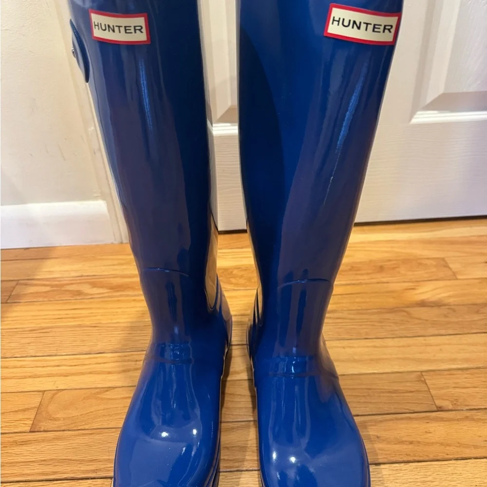 Hunter Glossy Royal Blue Tall Rain Boots - Picture 1 of 7